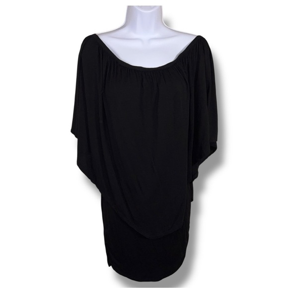 Medium Joyce Dress Black Stretch Shelf Style Scoop Neck Off Shoulder Womens - Picture 1 of 13